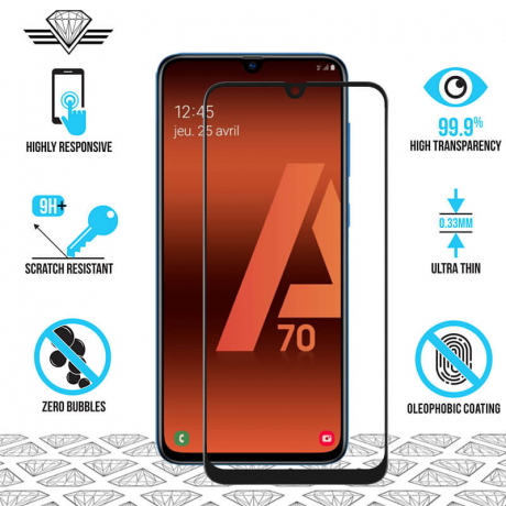 Samsung A70 - Protection écran en verre trempé