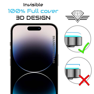 Protège écran iPhone 14 Pro incurvé intégral 3D. Diamond Glass.