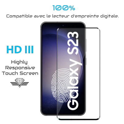 Protection Samsung Galaxy S23 compatible lecteur empreinte digitale - Verre trempé