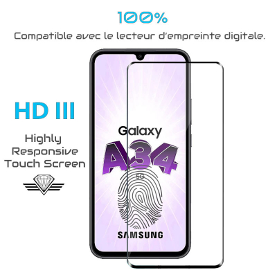 Protection écran Samsung A34 compatible lecteur d'empreintes digitales - Protection d'écran Diamond Glass.