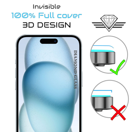 Le meilleur verre trempé pour iPhone 15 - Protection intégrale avec bordure noire. Edge to Edge screen Protector.