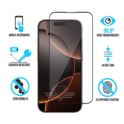 Protège écran en verre pour iPhone 16 Pro Max - Antichoc