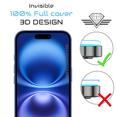 Le meilleur verre trempé pour iPhone 16 - Protection intégrale avec bordure noire. Edge to Edge screen Protector.