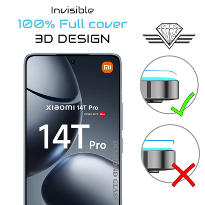 Film de Protection écran Xiaomi 14 T Pro intégrale - 3D - Bord noir. Diamond Glass