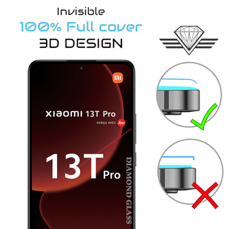 Film de Protection écran Xiaomi 13 T Pro intégrale - 3D - Bord noir. Diamond Glass