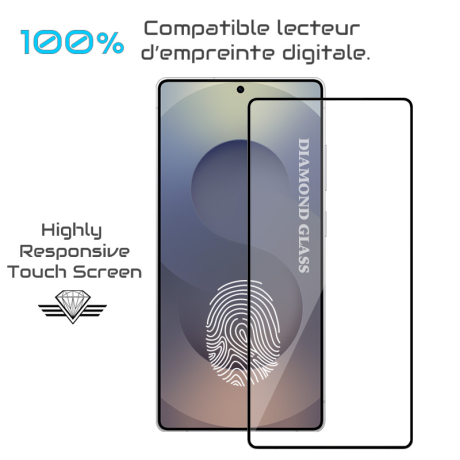 Protection écran pour Samsung Galaxy S25 compatible  lecteur d'empreinte digitale - Diamond Glass.