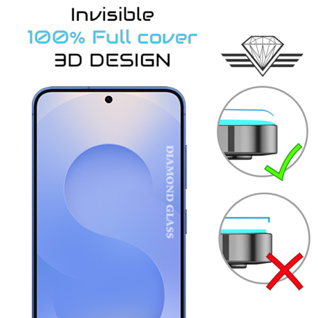 Protège écran en verre trempé pour Samsung S25 FE - Protection antichocs intégrale bord noir invisible.