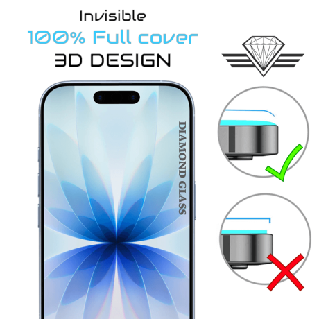 Le meilleur verre trempé pour iPhone 17 - Protection intégrale avec bordure noire. Edge to Edge screen Protector - Diamond Glass