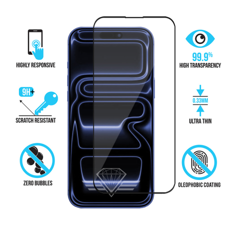 Protège écran en verre pour iPhone 17 Pro Max - Antichoc - Diamond Glass