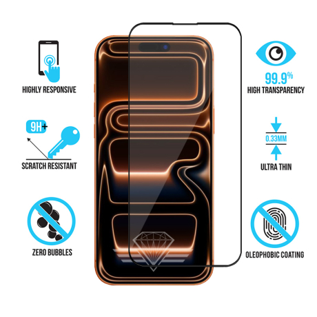 Protège écran en verre pour iPhone 17 Pro - Antichoc - Diamond Glass