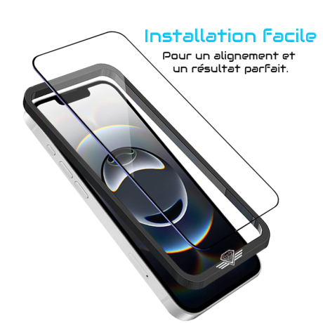 Verre trempé pour iPhone 16e avec guide d'alignement installation facile sans poussière. Diamond Glass Screen Protector