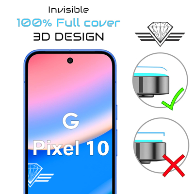 Protection d'écran intégrale, bord à bord et invisible pour Google Pixel 10 - Diamond Glass.